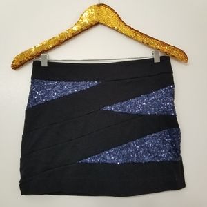✨SALE✨ Express Black/Blue Sequin Stretch Mini Skirt